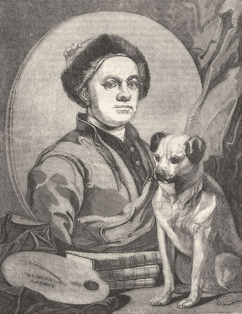 PORTRAITS. Hogarth, painted, himself 1845 old antique vintage print picture